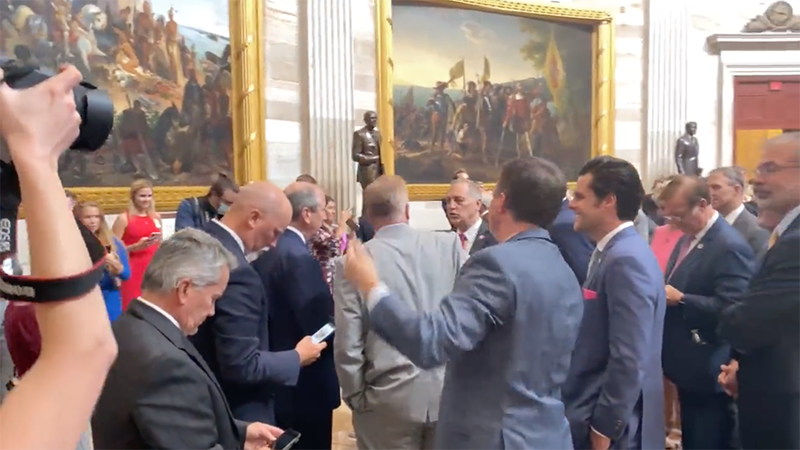 Video: House GOP Protest Dumb Mask Mandate By Walking Into Other Half Of Building Where They’re Not Mandated