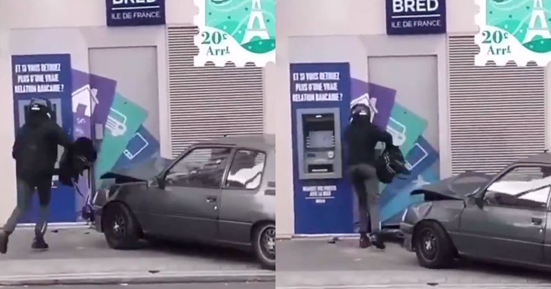 Watch: Bandits Crash Car Into Bank During Botched Robbery in Paris