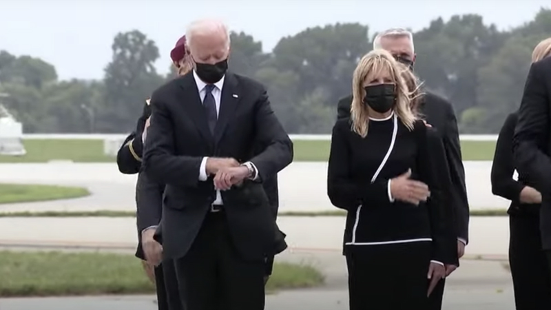 Disgraceful: Joe Biden Checks Watch While Receiving 13 Fallen Military Members At Dover Base