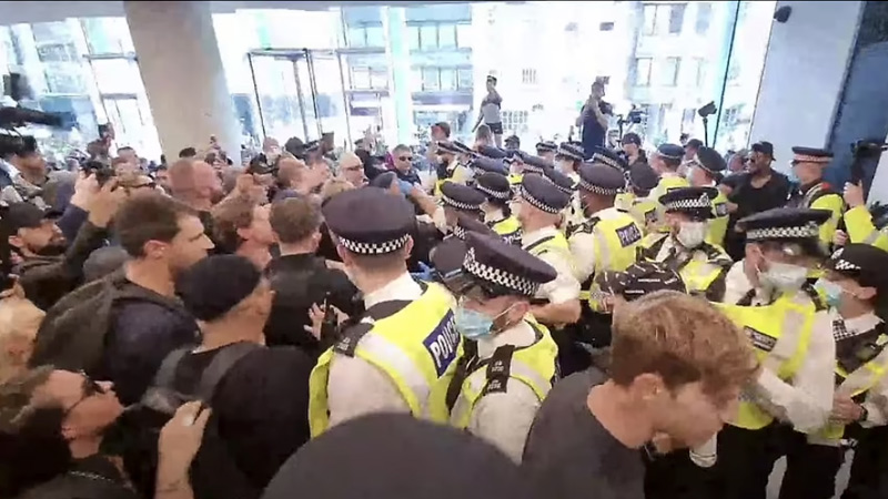 Watch: UK Covid Vaccine Protestors Storm TV Studio Headquarters