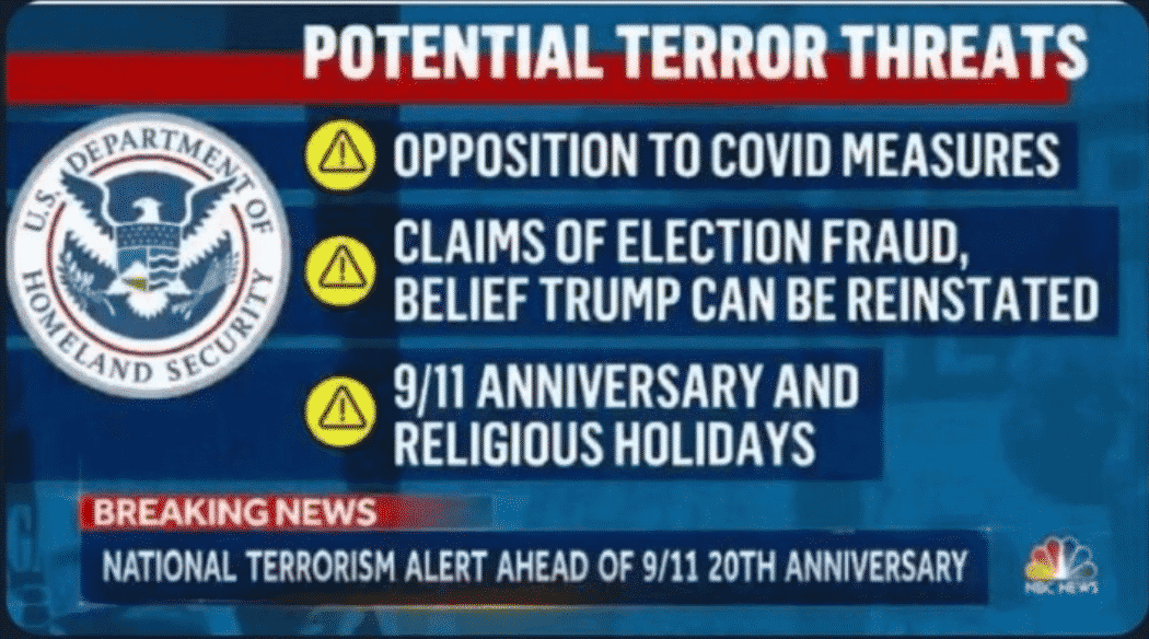 DHS: Opposing COVID Restrictions Equated To Terrorism