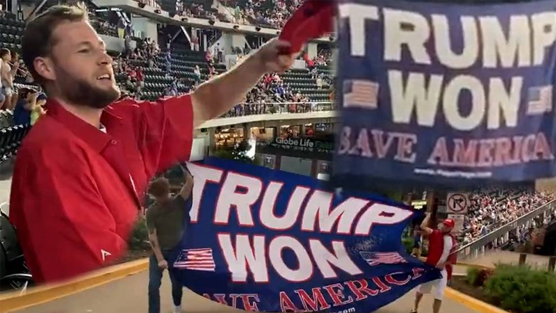 Owen Shroyer Drops MASSIVE Trump Won Flag At MLB Stadium