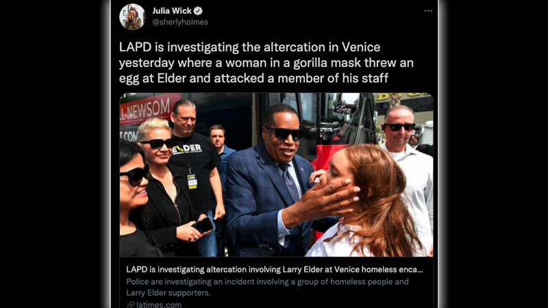 LA Times Runs Deceptive Image Depicting Gubernatorial Candidate Larry Elder Slapping Woman