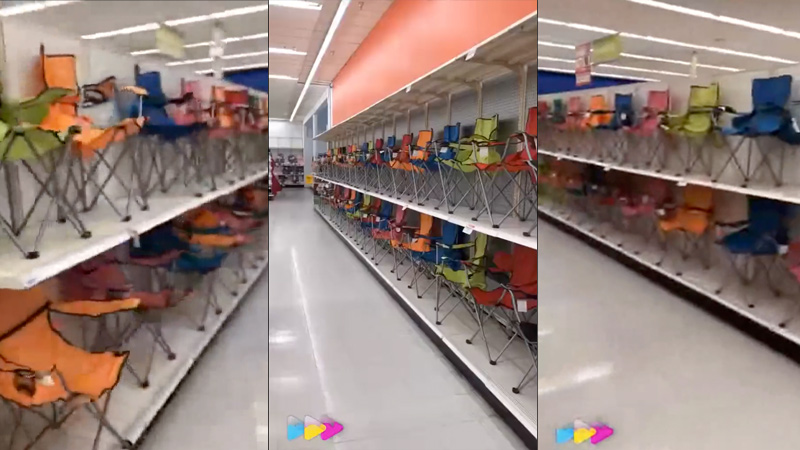 Disconcerting: Empty Store Shelves Stocked With Lawn Chairs to Hide Supply Chain Crisis