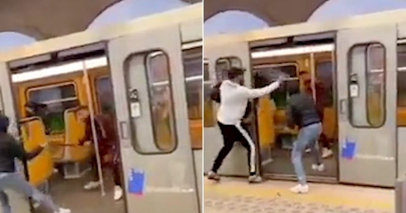 Shock Video: 'Rival Gangs' Battle in Brussels Metro