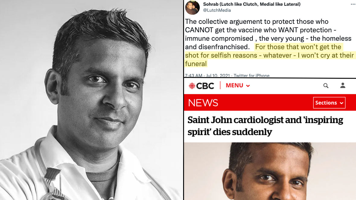 Cardiologist Who Vowed Not to Cry for Unvaccinated Deaths Dies in Sleep 2 Weeks After 3rd Jab