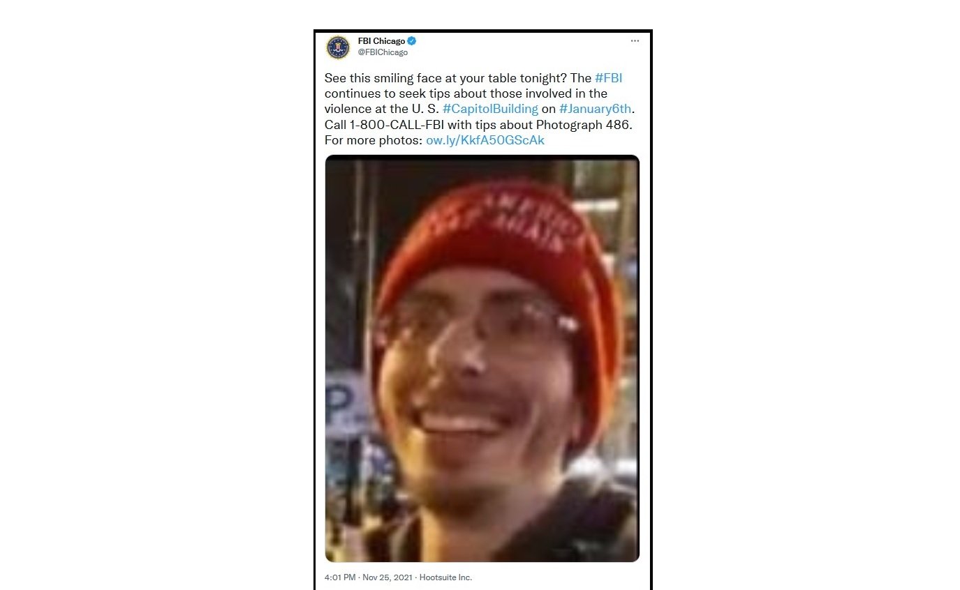 These Are Not Good People: For Its Thanksgiving Message Stasi FBI Posts Tweet Threatening a Jan. 6 Protester