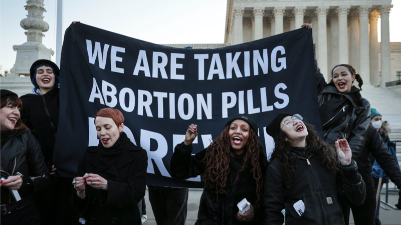 Deranged Abortion Activists Eat Abortion Pills Outside Supreme Court As Roe v. Wade Challenged