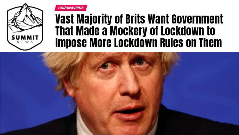 Vast Majority of Brits Want Government That Made a Mockery of Lockdown to Impose More Lockdown Rules on Them