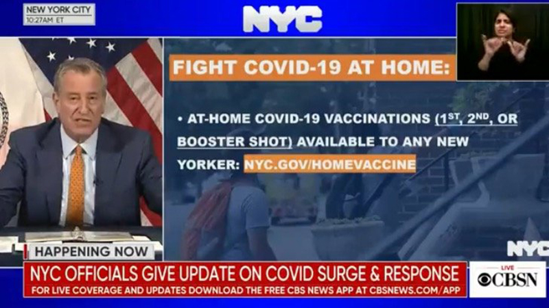 Video: De Blasio Offers New Yorkers $100 Per Person For A ‘Vaccination Team’ To Be Allowed Into Homes