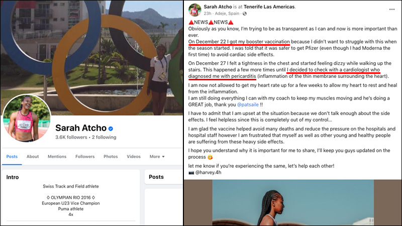 Olympic Sprinter Announces Pericarditis Diagnosis on Facebook Following Booster Jab