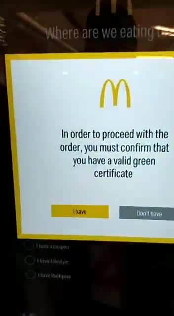 McDonalds in Israel: No Green Pass? No Food.