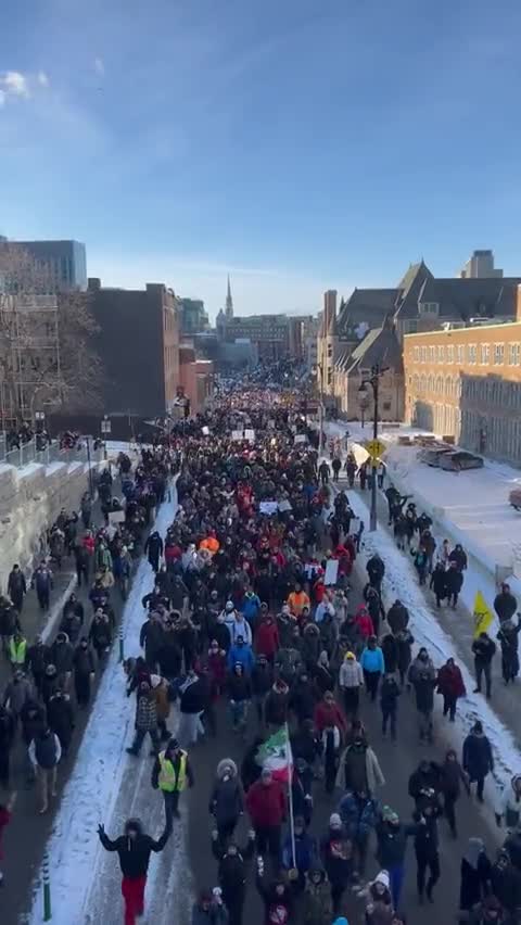 Thousands protest covid-tyranny in Montreal, Canada