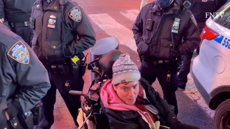 No Vax, No Food! NYPD Tickets Wheelchair-Bound Woman With Cerebral Palsy, Arrests 11 Other Activists On MLK Day