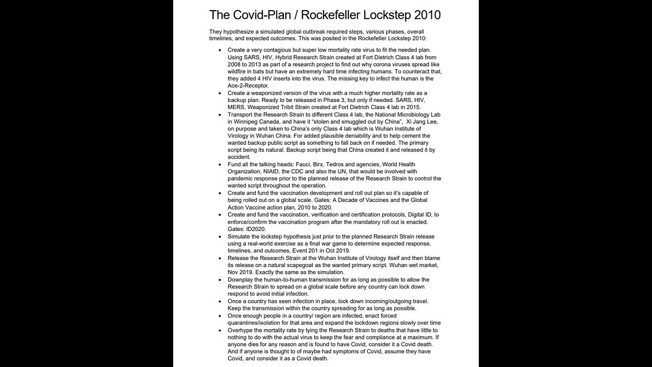 The Covid-Plan/Rockerfeller Lockstep 2010