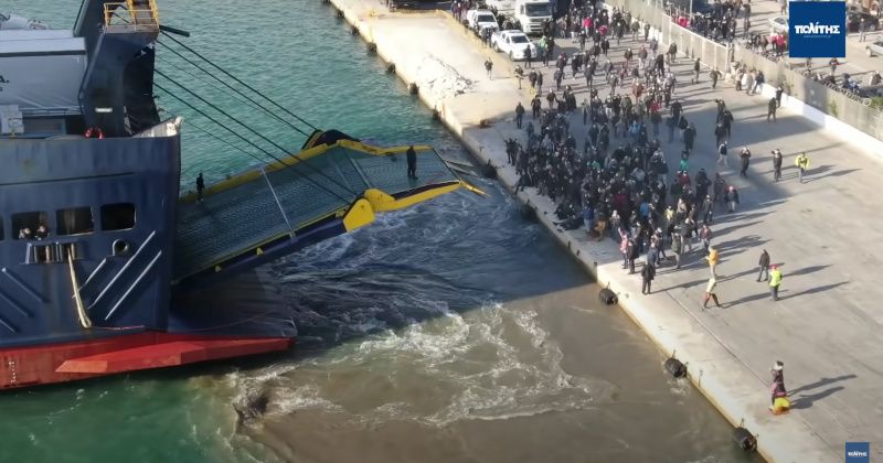 Greek Islanders Block Ship Delivering Equipment to Build Migrant Center