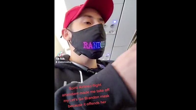Spirit Airlines Forces Passenger To Cover “Offensive” Let’s Go Brandon Mask