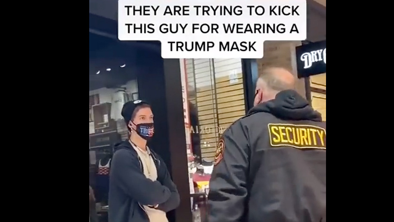 Video: Mall Cop Kicks Out Young Man For Wearing Trump Face Mask