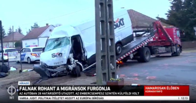 Hungary: Van Packed With Dozens of Migrants Slams Into House
