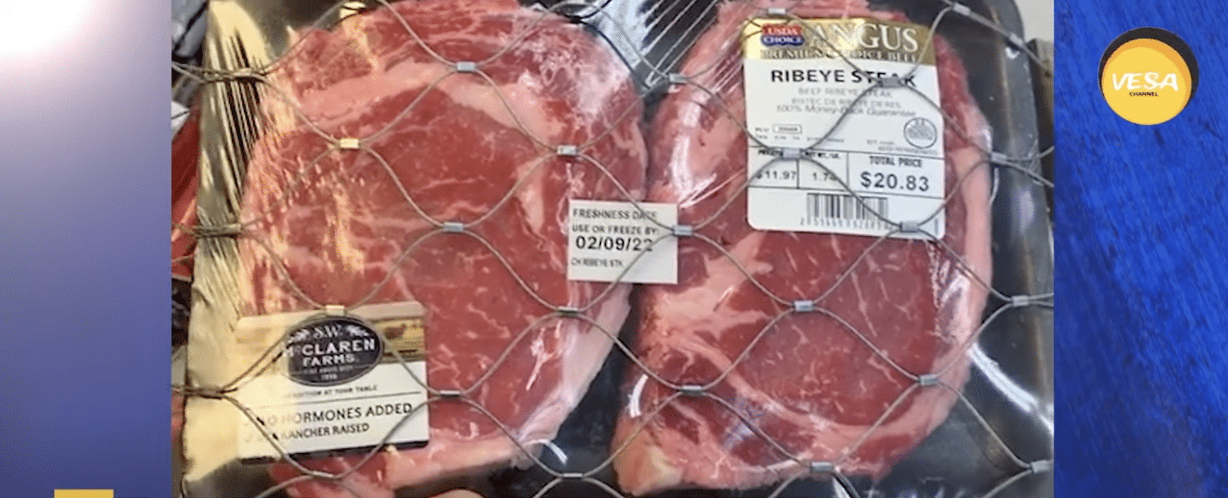 (WATCH) A Florida Walmart is securing $20 ribeyes with mesh wiring and electronic security tag to prevent theft - as crime soars nationally