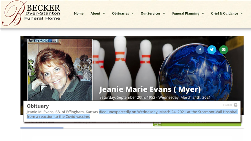 Woman’s Autopsy, Obituary Blame Moderna’s Covid-19 Vaccine for Death