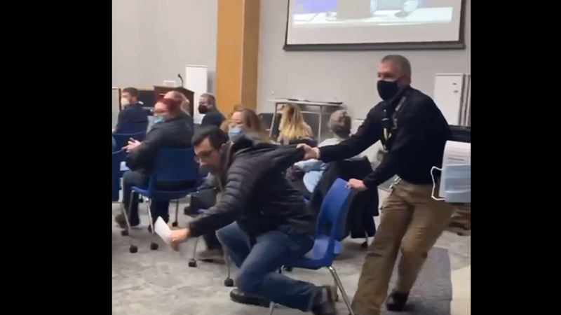 Video: Security Goon Hauls Parent Out Of School Board Meeting For Not Wearing Mask