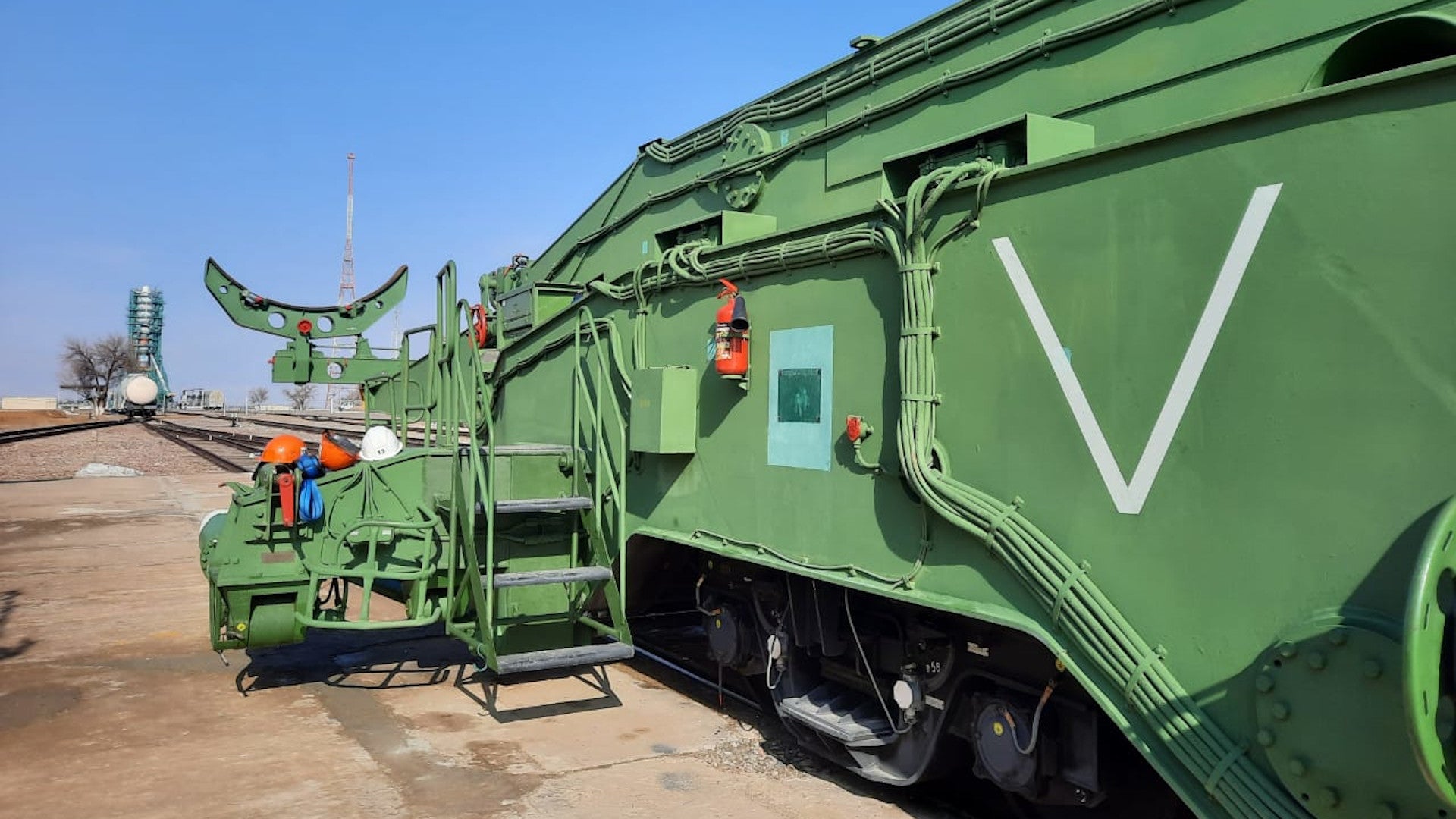 Russia Adorns Its Space Center's Soyuz Rocket Transporter With Ukraine Invasion Markings
