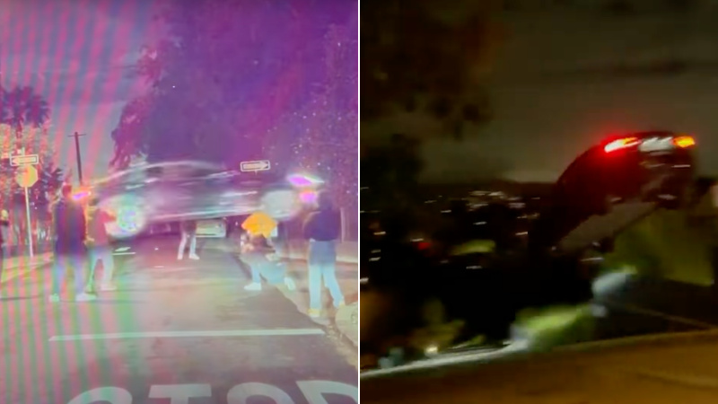 Wild Video: Tesla Driver Launches Over LA Street, Smashes Into Parked Cars – NewsWars