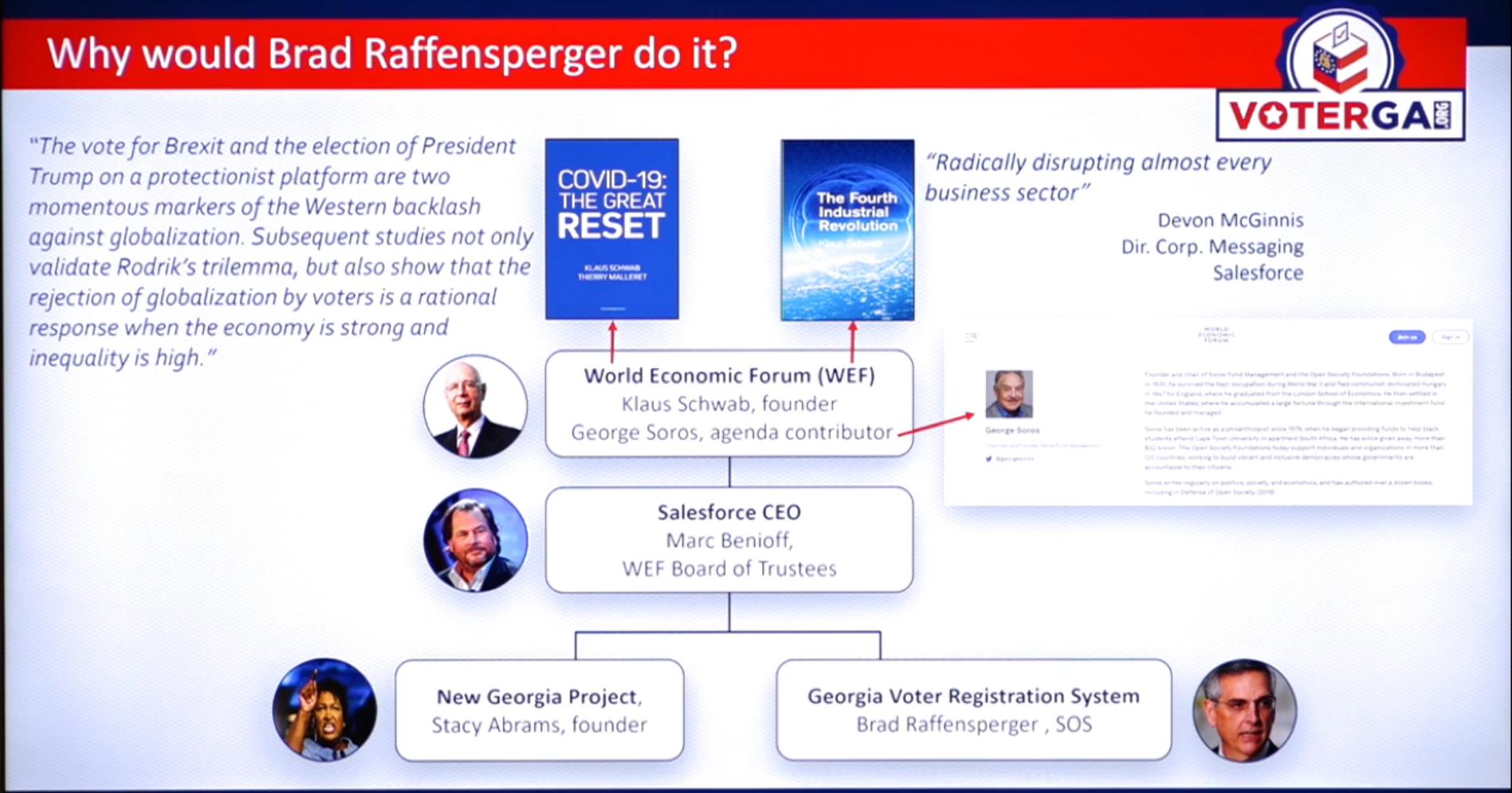Crooked Raffensperger Certified the Stolen 2020 Election, Now He's Unilaterally Hired Salesforce, Headed by WEF Board Trustee, to Run GA's Voter Rolls Going Forward