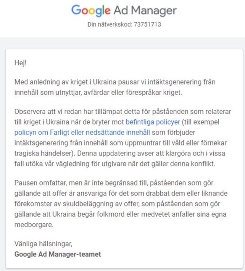 Google tvingar svensk media mörka ukrainska krigsbrott | Fria Tider