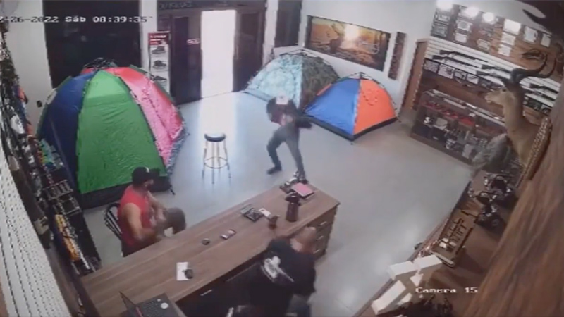 Incredible: Store Owner Acts Fast to Shoot Two Armed Robbers Before They Shoot Him!