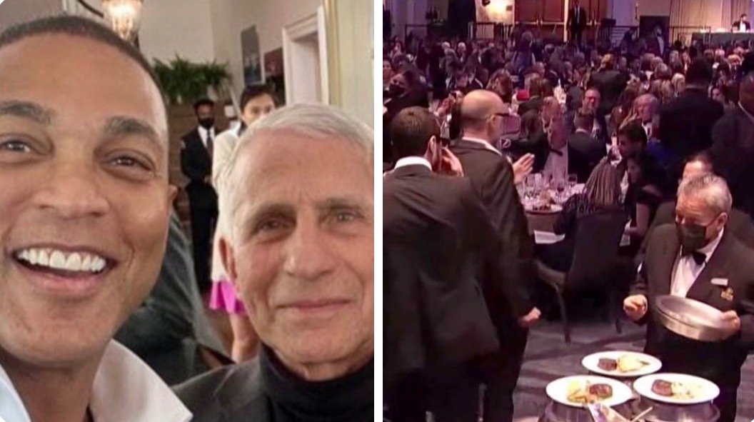 Maskless Fauci Attends White House Correspondents' Dinner Pre-Party with Masked Servants