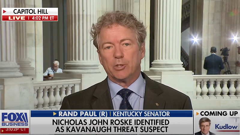 Rand Paul Slams Dems, Media For ‘Ginning up Violent Crazy People’ In Wake Of Kavanaugh Assassination Attempt