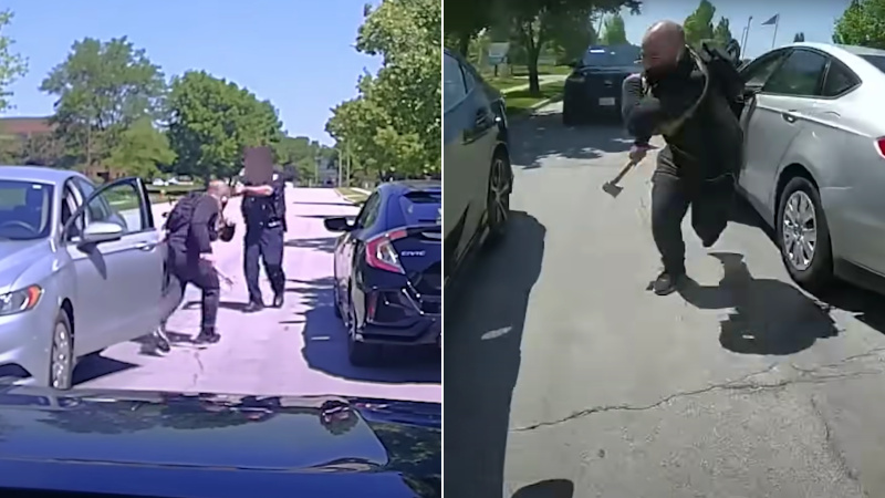 Shock Video: Hatchet-Wielding Suspect Charges Cop During Traffic Stop