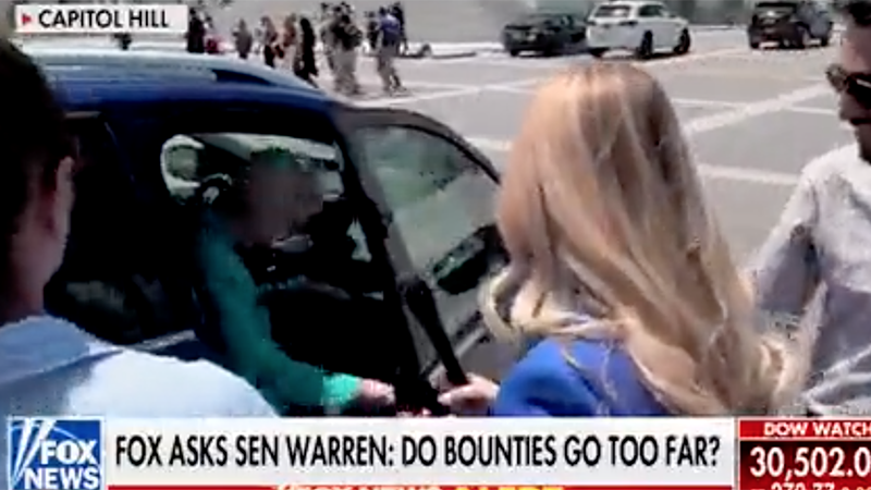 Video: Warren Slams Car Door On Reporter Asking If Offering Bounties For Doxxing Justices Goes “Too Far”
