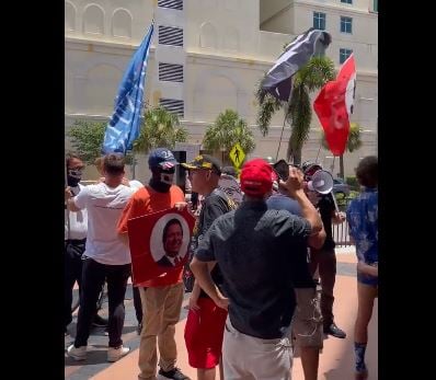 Another Set-Up? -- Protesters with Nazi Flags and DeSantis Signs Show Up Outside TPUSA Event in Florida -- Feds Really Need to Up Their Game