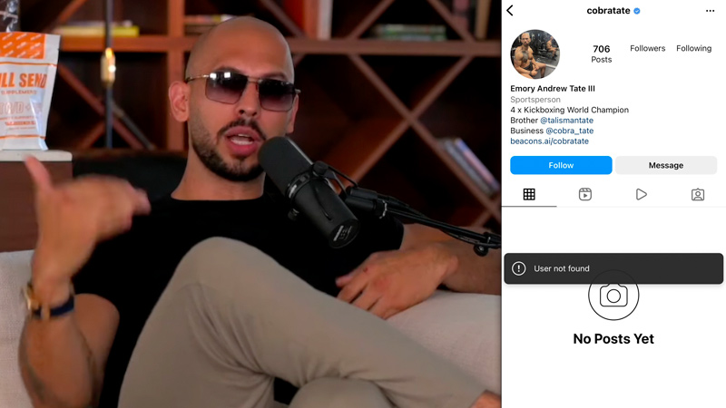 Facebook, Instagram Ban Andrew Tate Under ‘Dangerous Person’ Precedent Set by Alex Jones