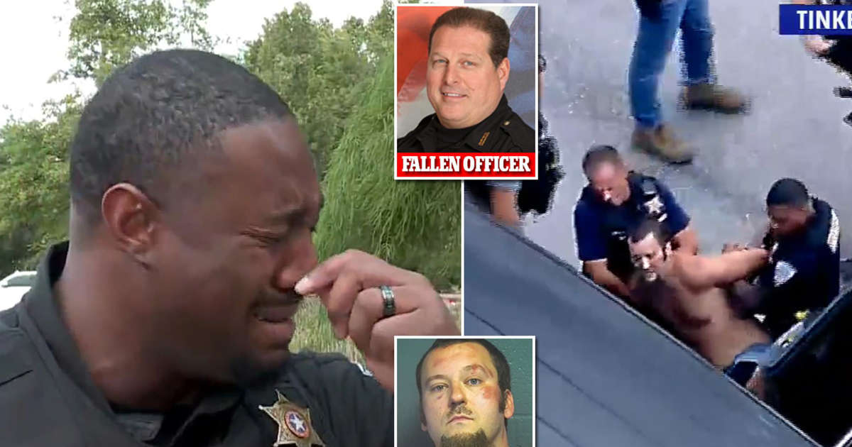 Oklahoma sheriff breaks down in tears as he fronts interview about officer being shot dead