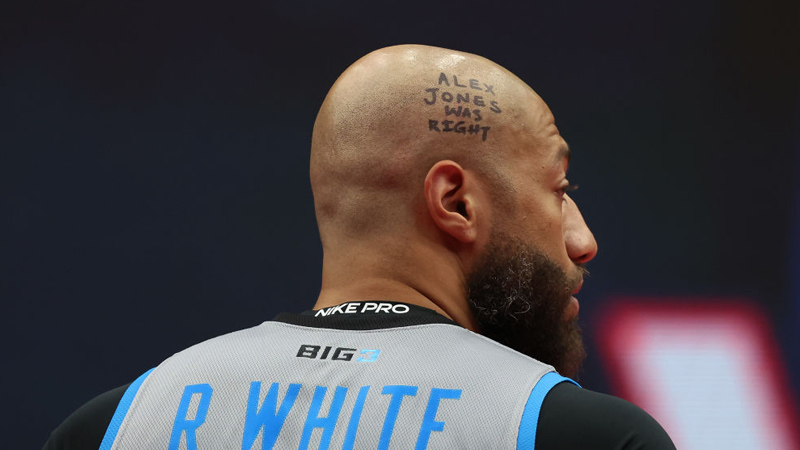 “Alex Jones Was Right” Written On Head Of Pro Basketball Player During Game