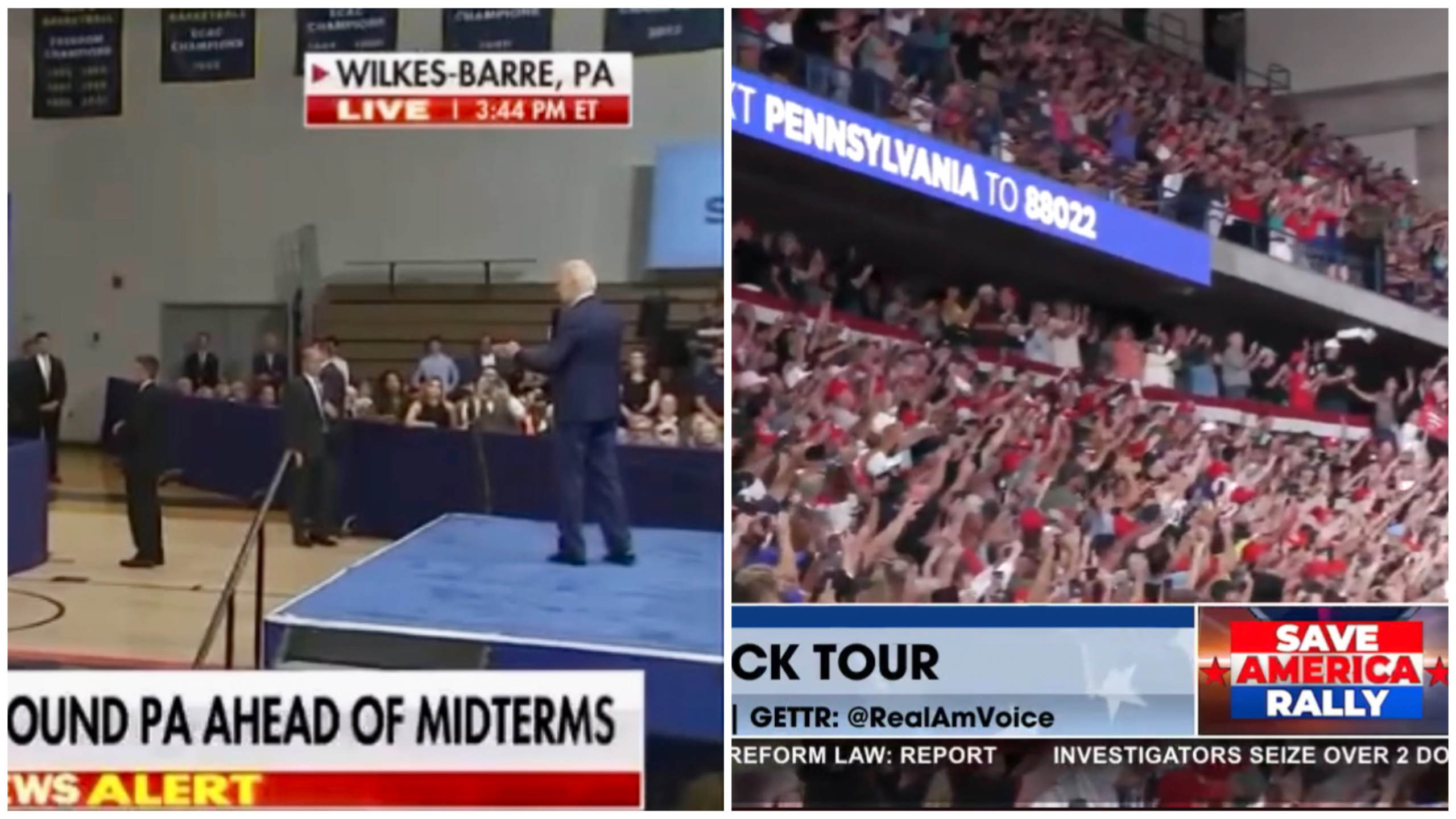 COMPARE AND CONTRAST: Trump and Biden Hold Rallies in Wilkes-Barre -- TRUMP FILLS ARENA WITH OVERFLOW CROWD, Biden Can’t Even Fill High School Gym (VIDEO)