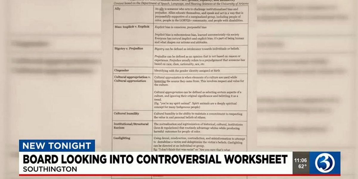 Parents speak out against Connecticut high school teacher's 'divisive' vocab worksheet - TheBlaze