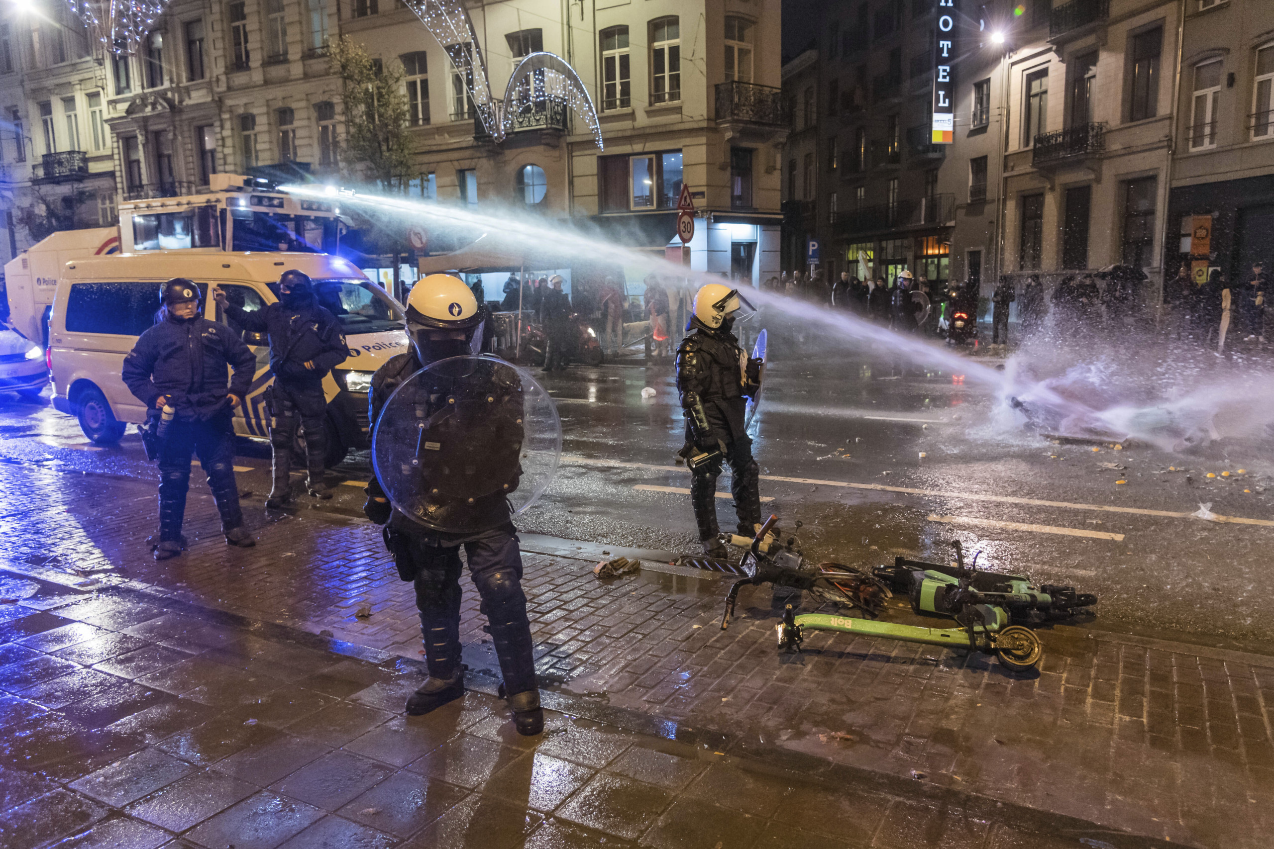 World Cup riots rock Belgium: Moroccan fans celebrate shock victory by burning cars, clashing with police