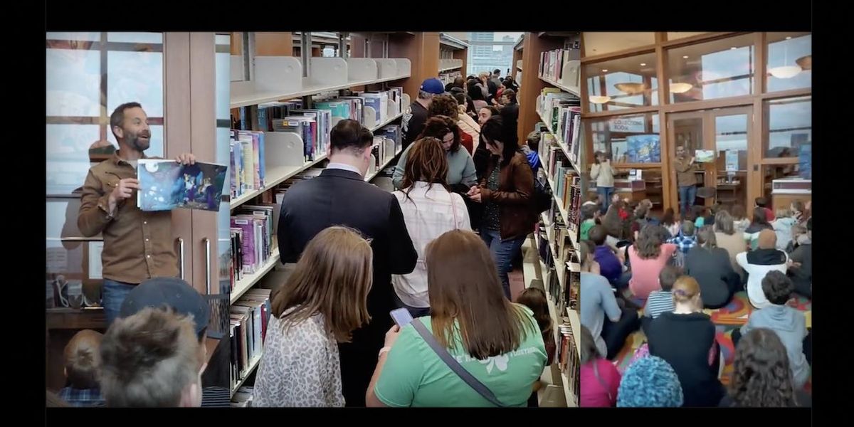 Video: Massive overflow audience descends upon Kirk Cameron's reading of his God-focused children's book at Indianapolis Public Library - TheBlaze