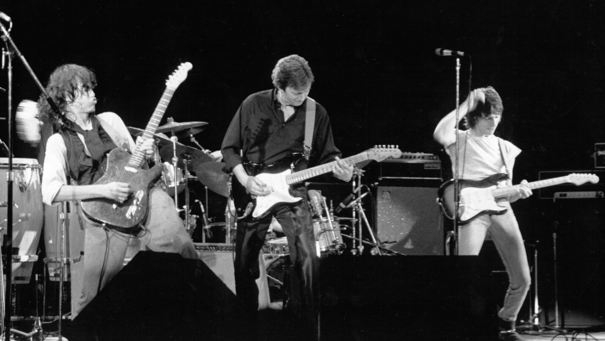 Yardbirds guitar legends unite: Watch Eric Clapton, Jeff Beck and Jimmy Page jam on Layla at 1983 ARMS Charity concert | Guitar World