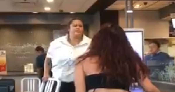 Woman throws juice on McDonalds manager who is twice her size and gets the beat down she asked for [VIDEO]