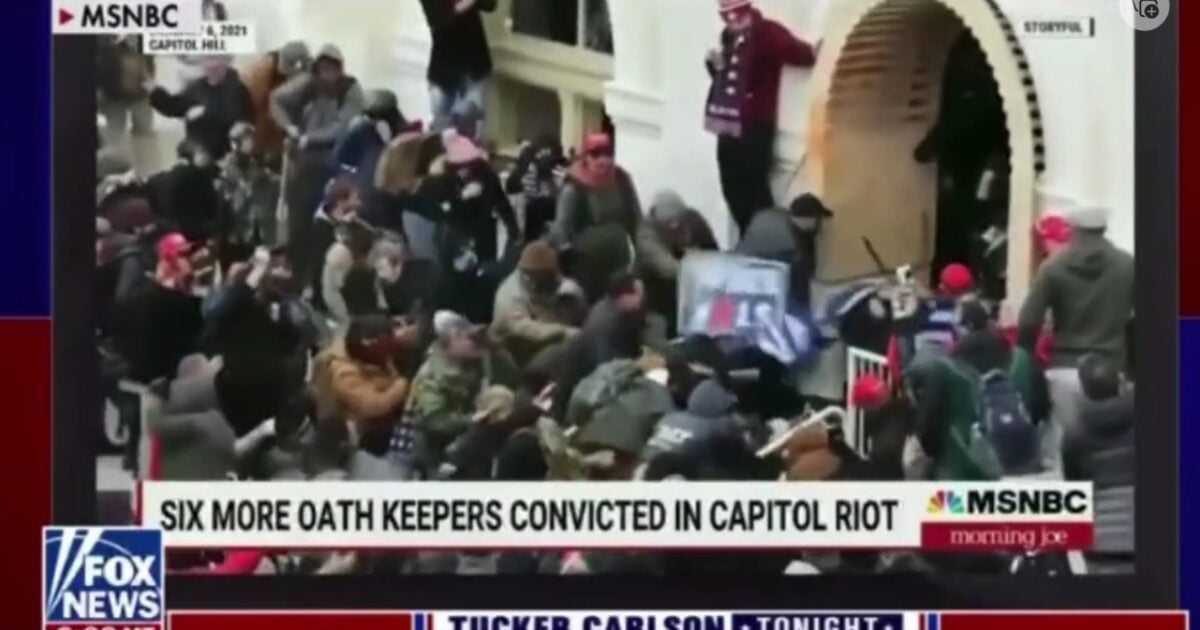 TUCKER Shows MSNBC Video of Trump Supporters on Jan 6 Throwing Things at Capitol Police - They Were Doing This Because Police Were Killing Rosanne Boyland | The Gateway Pundit