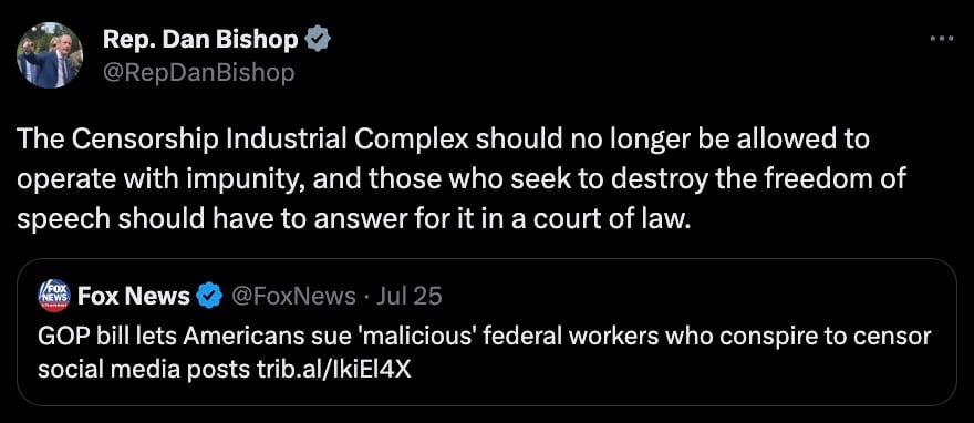 YubNub News        | Republican Bill Would Allow Citizens To Sue Federal Employees That Collude To Censor Speech