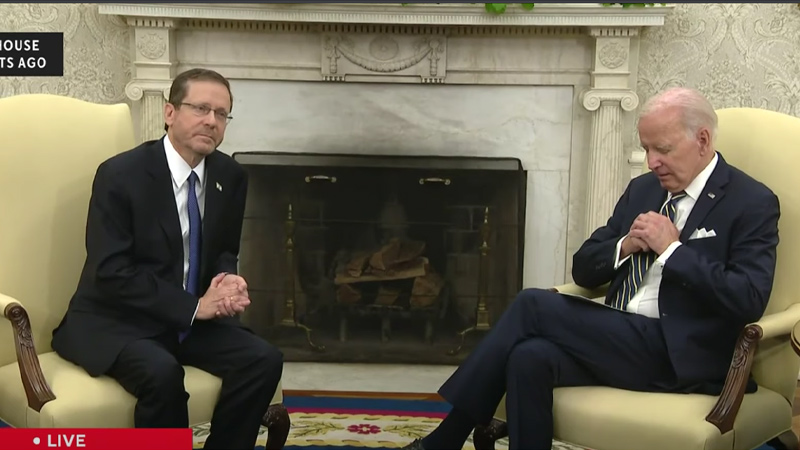 Watch: Biden Mumbles, Trails Off During White House Meeting With Israeli President