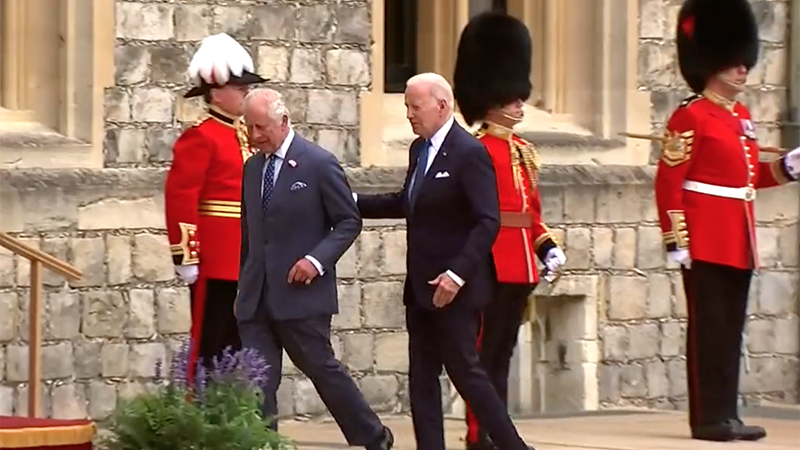 Video: Biden Can Barely Walk As He Holds On To King Charles III