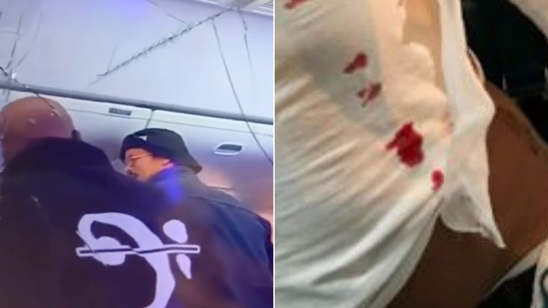 Shock Video: Passengers Stabbed With Broken Bottle During Brawl on Plane